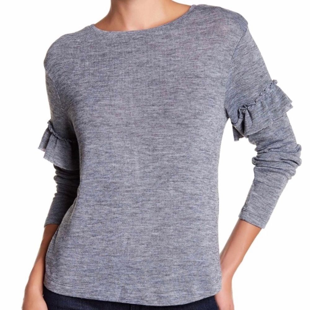 For The Republic Denim - Women’s Long Sleeve Ruffle Top sz Small